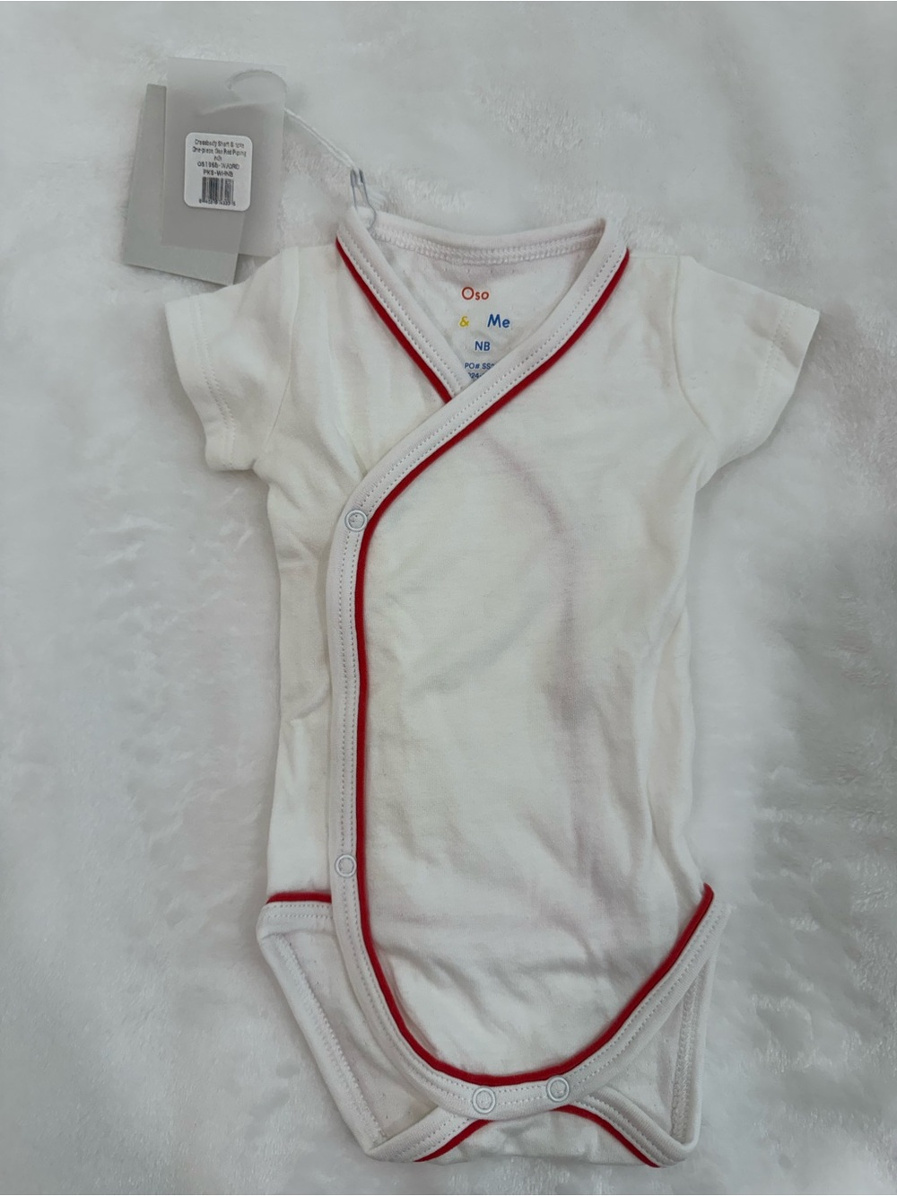 Oso & Me White Baby Bodysuit with Red Trim